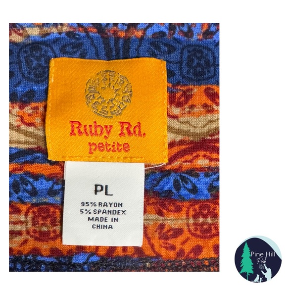 Ruby Rd Top Womens PL Petite Large Striped Beaded Boatneck 3/4 Sleeves Side Tie - Picture 5 of 9